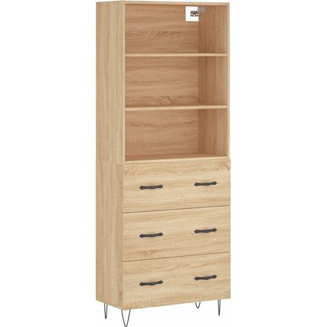 Buffet，Bahut，Meuble de Rangement haut Chêne sonoma 69,5x34x180 cm Bois d'ingénierie CFW48846 (1/5)