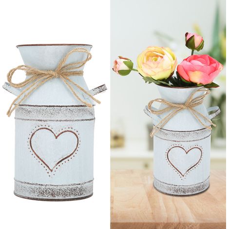 Vase unique en forme de cœur et orné de cordes, en fer galvanisé, pour l'intérieur et l'extérieur, à la maison ou au bureau. (1/5)