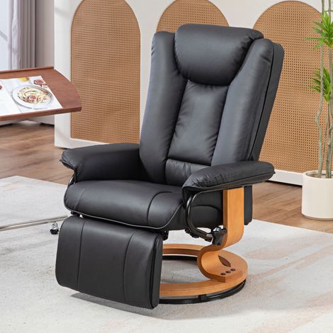 Poltrona relax reclinabile girevole similpelle nera OKMYHOME (1/4)