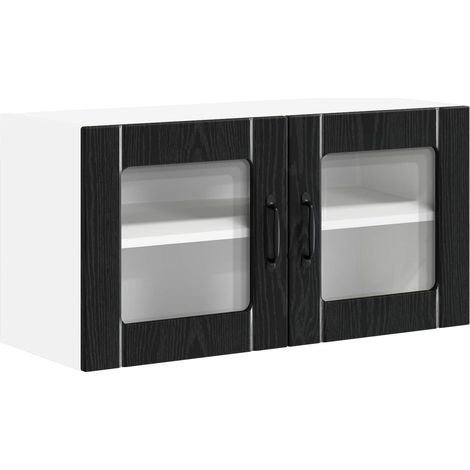 Maison Exclusive - Armario de vidrio para pared LUCCA Roble Negro