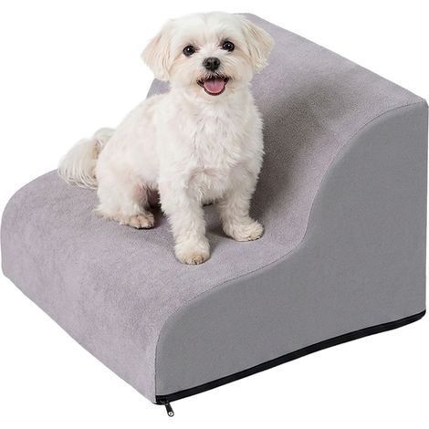 relaxdays Scala per cani, antiscivolo, per letto & divano, con rivestimento rimovibile, 2 gradini per cani, schiuma (1/5)