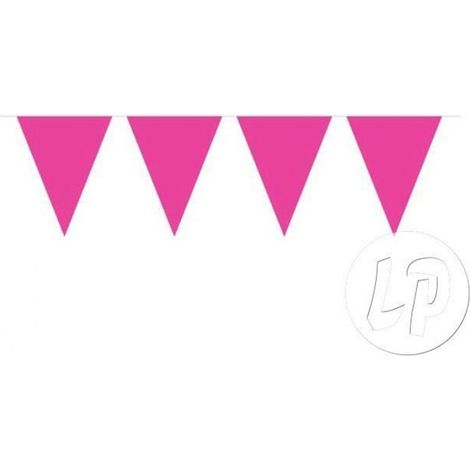 guirlande 15 fanions uni rose 10m