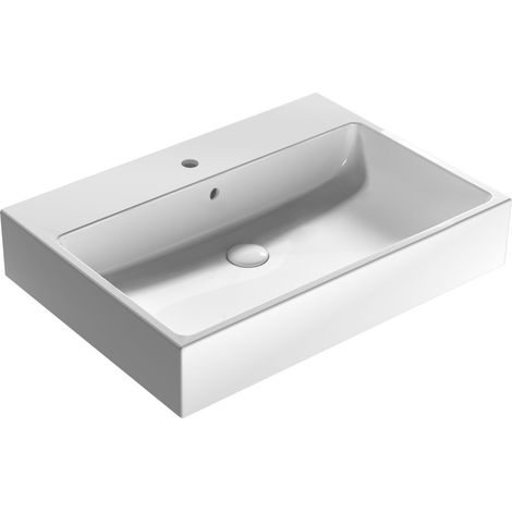 Lavabo in ceramica 70x50 cm Globo Stone SCQ70BI Bianco - Ceramica (1/4)