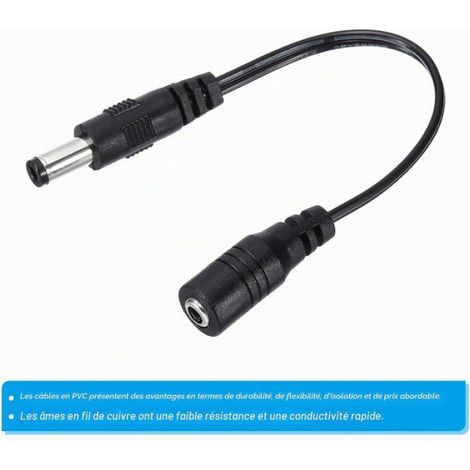 Câble D'Alimentation Femelle Dc 3,5X1,35Mm Vers Mâle Dc 5,5X2,5Mm De 0,6 Pieds, 4 Adaptateurs De Fil Connecteur De Cordon De Charg (1/4)