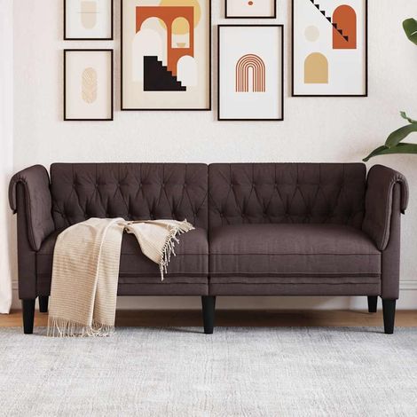vidaXL Divano Chesterfield a 2 Posti Marrone Scuro in Tessuto