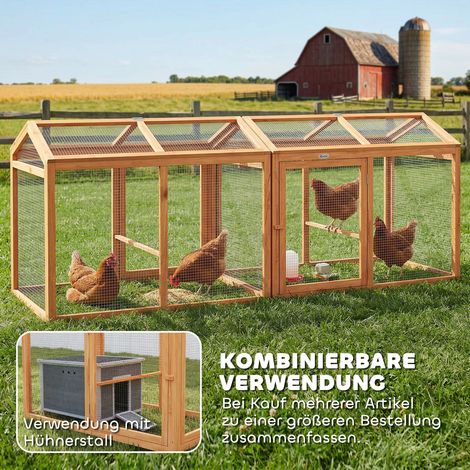 Poulailler enclos extérieur avec perchoir double portes, bois et métal, pour 2 poules, 104 x 70,5 x 84 cm Orange (1/5)