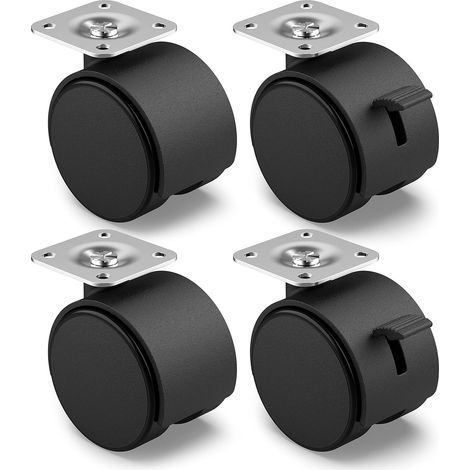 Lot de 4 roulettes de meuble 30 mm - roulettes de transport avec frein - roulettes pivotantes pour mobilier d'intérieur - roulettes à faible résistance au roulement (1/5)