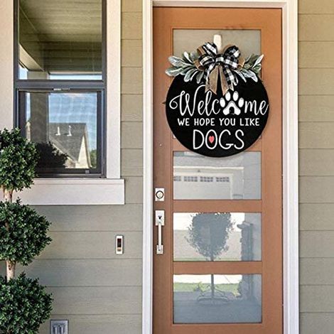 Panneau de Bienvenue Rond pour Porte d'Entrée - Décoration Rustique pour Porche et Ferme