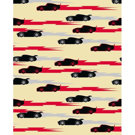 papier peint panoramique voitures de course rouge  - Komar (1/4)