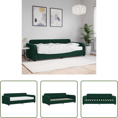 vidaXL Matratze - Tagesbett mit Matratze Dunkelgrün 90x200 cm Samt (1/5)