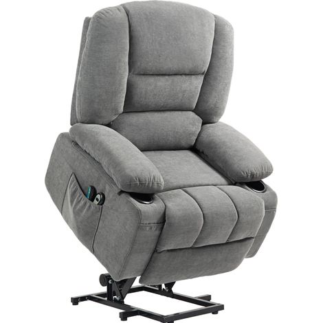 Poltrona relax elettrica alzapersone, reclinabile, massaggio e calore, grigio scuro HOMVRA (1/5)