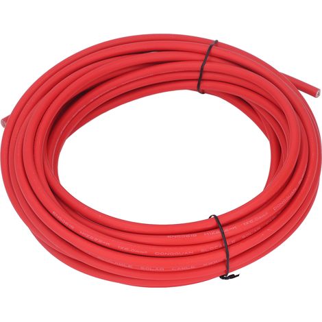 Câble solaire 10m rouge, fil cuivre étamé XLPE, extension résistante corrosion, isolé, pour système panneau photovoltaïque et centrale électrique. (1/5)