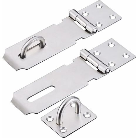 Support de cadenas, verrou de porte, loquet de porte avec vis, paire de moraillons, en acier inoxydable épais, durable et résistant à la corrosion, pour portes et placards (lot de 2). (1/5)