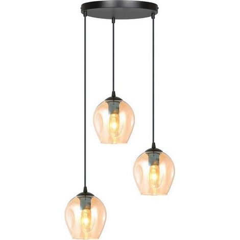 Lampada a Sospensione Istar, Acciaio verniciato a polvere, Vetro, Nero, Ambra, 40x100x40 cm (1/5)