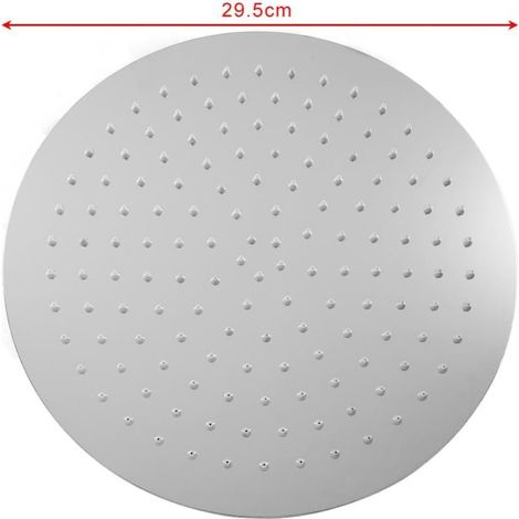 Pommeau de douche à effet pluie 12 pouces Pommeau de douche de plafond rond avec buse anticalcaire Pommeau de douche universel haute pression en acier inoxydable 304 Filetage facile à installer (30 cm (1/5)