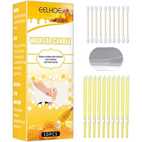 EELHOE 10 pièces lot de bougies auriculaires en cire, corne petite, bâtonnets de coton, thérapie relaxante, détoxification, déshumidification (1/5)