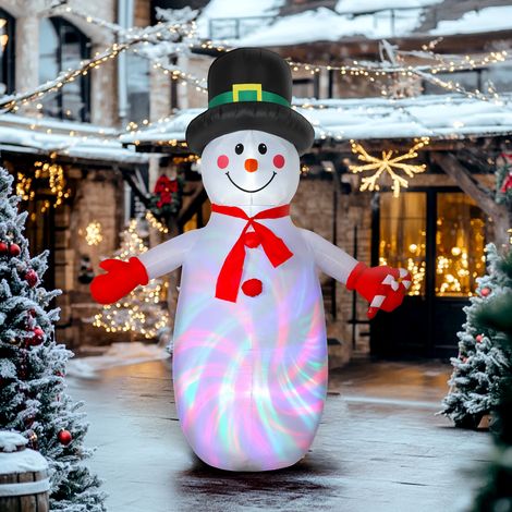 Bonhomme de neige gonflable de Noël, 240 cm, décoration gonflables de Noël avec lumières LED, 177x78x240cm, multicolore (1/5)