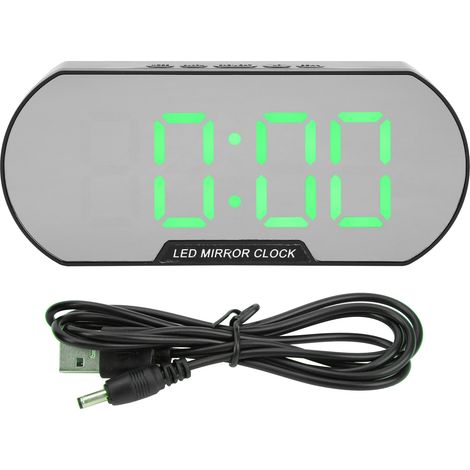 Alarm Clock LED Digital Display Makeup Mirror USB Battery Clock for Children Elderly Bedroom Office Home SchoolGreen (1/5)