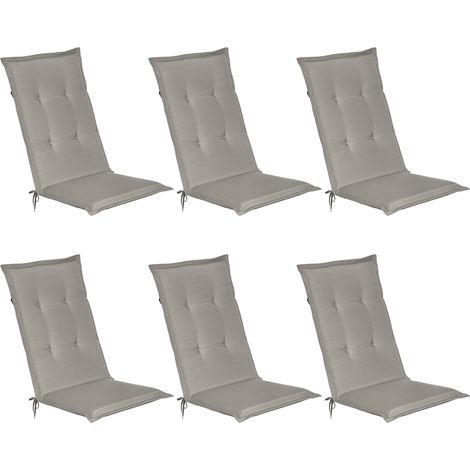 6er Set Beautissu Hochlehner Auflage Loft HL 120x50x6cm Hellgrau