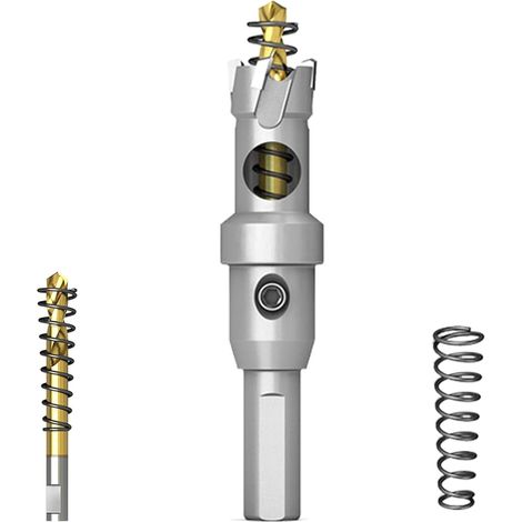 Upgrade der Hochleistungs-Wolframkarbid-Lochsäge mit 2 zusätzlichen titanbeschichteten Pilot-Zentrierbohrern und 2 L.-Schraubenschlüsseln (16 mm) (1/2)