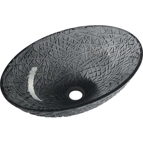 Sapho Beauty - Aufsatzwaschbecken, 50x36 cm, ohne Überlauf, Glas schwarz TY305SG