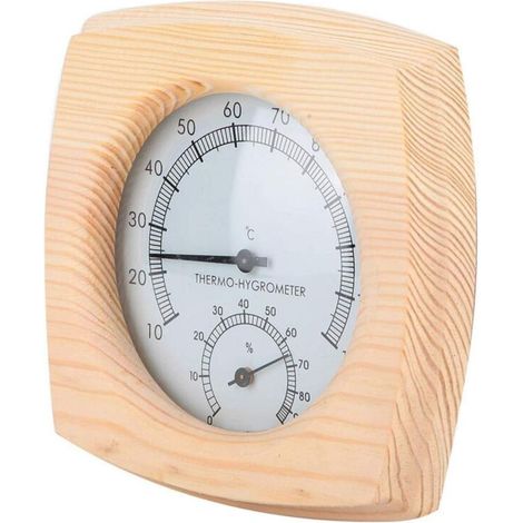 Termómetro e higrómetro para sauna 2 en 1, medidor de temperatura y humedad, equipo de medición, accesorios de madera para sala de sauna, cuadrado (1/5)