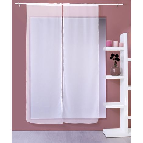 Homemaison – Voilage 2 voiles passe-tringle base droite 70x220 – Tissu 100% polyester – Ourlet passe tringle – Couleur blanc