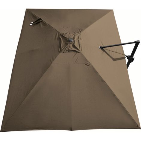 Toile parasol déporté 3x4 m en polyester 210g/m² – Protection UV 90% – Installation rapide avec embout de baleine à poche – Taupe – Proloisirs