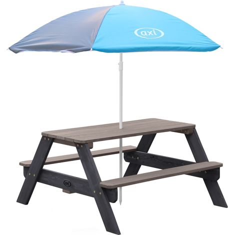 Axi Nick Table Pique Nique Avec Parasol Anthracite & Gris 95 X 97 X 48 Cm - Table De Pique Nique Enfant Pour Le Jardin, Table Picnic, Table Picnic Bois
