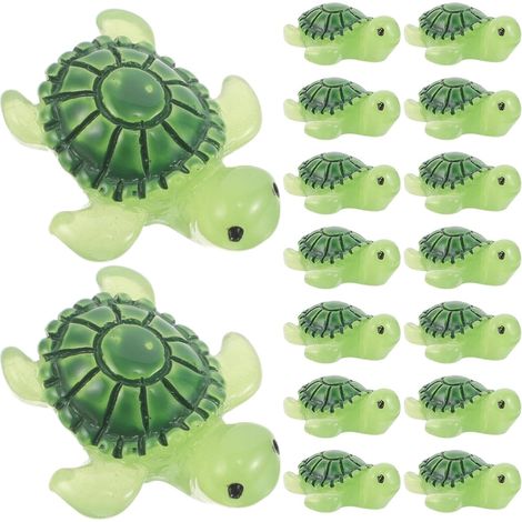 60 Stück Miniatur Schildkröten aus grünem Kunstharz mit
