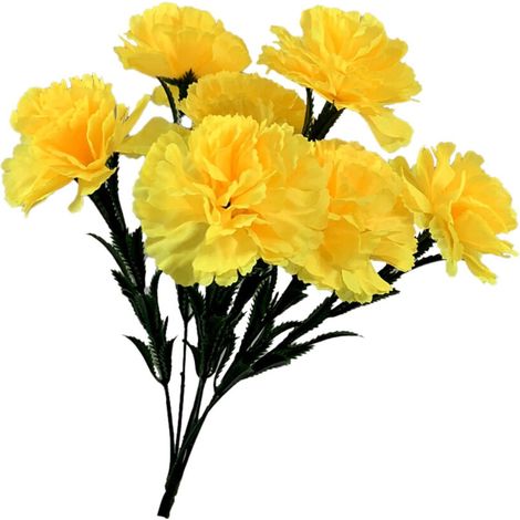 Œillets artificiels, bouquets d'œillets en soie, adaptés aux mariages, à la décoration intérieure et extérieure, fleurs artificielles réalistes, jaunes.