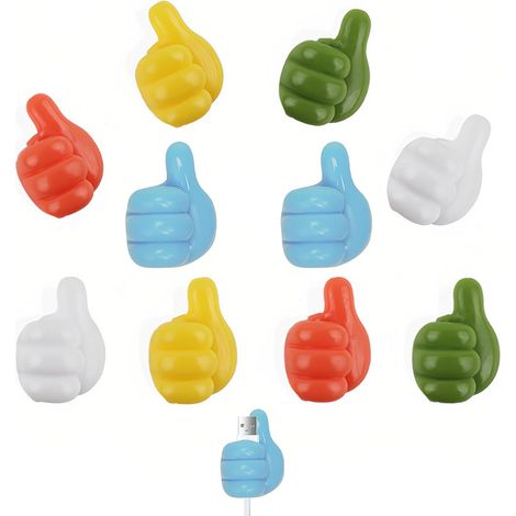 Clips Câble, 10 Pièces Cable Management, Couleur aléatoire Rigolo Support Cable Bureau, Range Cable en Silicone, Accessoire Bureau pour Câbles de Chargeur/Souris/Écouteur/Téléphone (1/4)