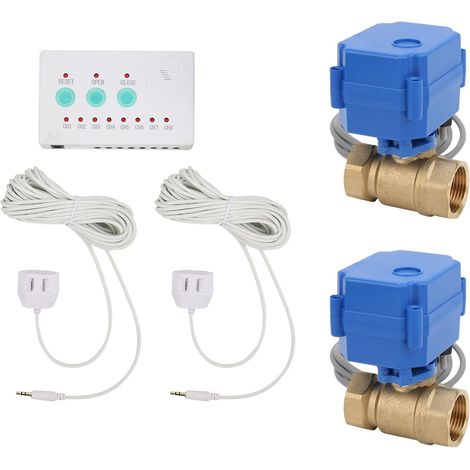 Capteur de Fuite d'eau Intelligent avec Double Valve et Alarme sonore et Lumineuse pour Maison Ferme automatiquement la Valve système de sécurité résidentielle Prise EU (1/5)
