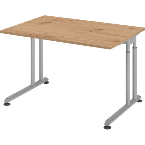 bümö Schreibtisch Serie-Z Rechteck: 120 x 80 cm Asteiche Silber