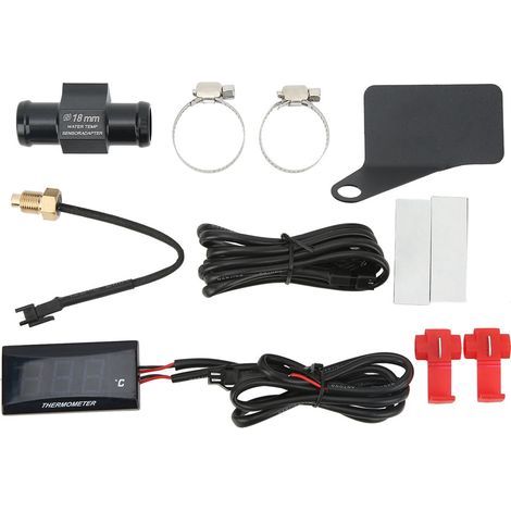 Universelle, superflache Wassertemperaturanzeige für Motorräder (DC12V LCD) mit 18-mm-Sensoradapter als Ersatz für rot hinterleuchtete Suzuki-Modelle (1/5)