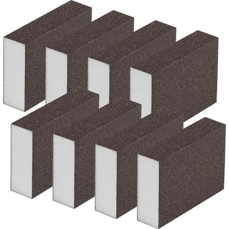 AIDUCHO Éponge de Ponçage, 100/220 Grain Bloc de Ponçage Utilisation Humides et Secs Éponges de Sable Fin Lavable et Réutilisable Cales à Poncer kit pour Bois Métal Polissage 8 pièces (1/5)