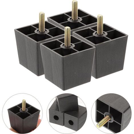 Pieds de meubles en caoutchouc et plastique (lot de 4) pour canapé, rehausseur, mobilier de jardin, compatibles avec différentes marques. (1/4)
