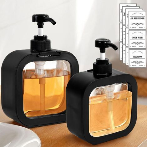– Nachfüllbarer Seifenspender (300 ml) – Auslaufsichere Pumpe – Wasserfeste Etiketten – Für Flüssigseife, Lotion und Waschmittel (1/4)