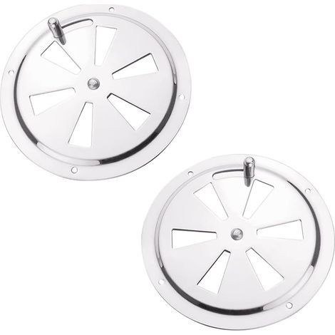 Round Ventilation Grille 2 Pieces Stainless Steel Air Vent Grille Stainless Steel Ventilation Grille Air Exhaust Grille 125 mm Ventilation Grille, Adjustable Ventilation Opening (1/4)