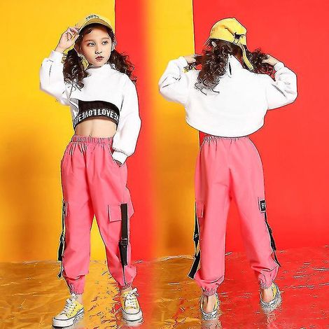 Vêtements hip-hop pour enfants, style streetwear, pour la danse jazz, sweat-shirt court - 130 cm (1/5)