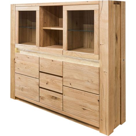 Highboard Wildeiche 163x40x142 beige geölt KENT 205 (1/4)