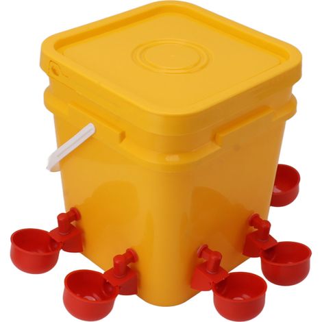 Abreuvoir automatique pour poulets avec réservoir portatif de 12 L, équipement d'abreuvement pour volailles (seau pour oies et canards) + bol rouge pour oiseaux intégré + vis noires (1/5)
