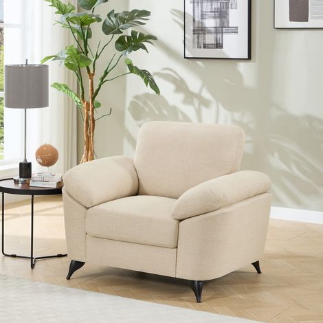 MALMO MODERN SCANDI STYLE FABRIC LIVING ROOM CHAIR BEIGE