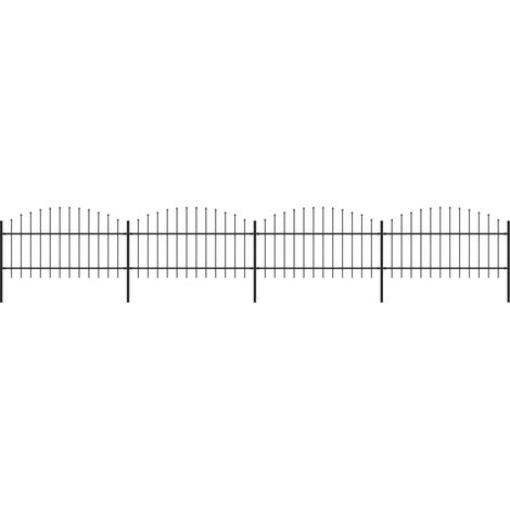 Clôture de jardin,Barrière de jardin,Portail de jardin à dessus en lance Acier (1-1,25)x6,8 m Noir CNENE450926 (1/5)
