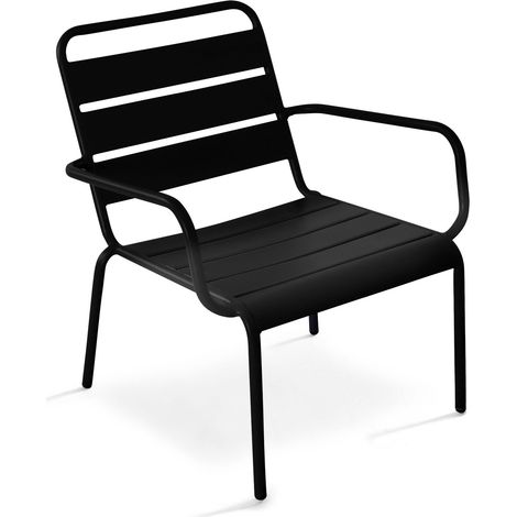 Fauteuil de jardin bas relax acier noir - Palavas
