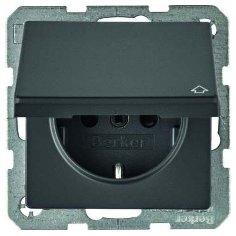HAGER 47516086 PRISE DE COURANT TYPE F ANTHRACITE BERKER (1/2)