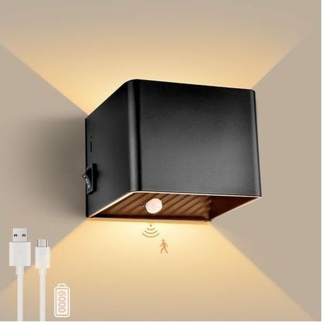 Batteriebetriebene Wandleuchte mit Bewegungsmelder, 5 W, kein Netzteil erforderlich, USB-aufladbar, 3000 K, magnetische Wandleuchte mit Schalter (1/5)