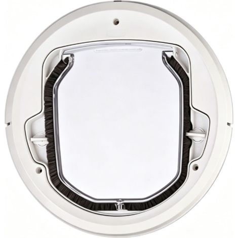 Porte ronde pour chien, ouverture à rabat transparent, porte en plastique pour animaux de compagnie, résistante aux intempéries, blanc, S (1/5)