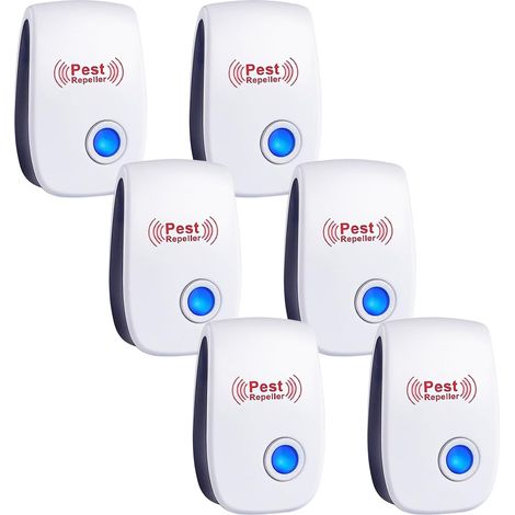 Ultrason Anti Moustique, 6 pcs Répulsif Ultrasonique Anti-Rongeurs Insectes Ultrason Souris et Rats, Intérieur Prise et diffuseur Anti Moustique Electrique Ultrason pour Fourmis Araignées, Inoffensif (1/5)