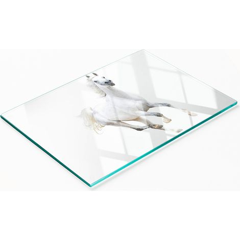 Tabla de cocina decorativa multifuncional de cristal con diseño de caballo árabe, 80x52 cm. (1/5)